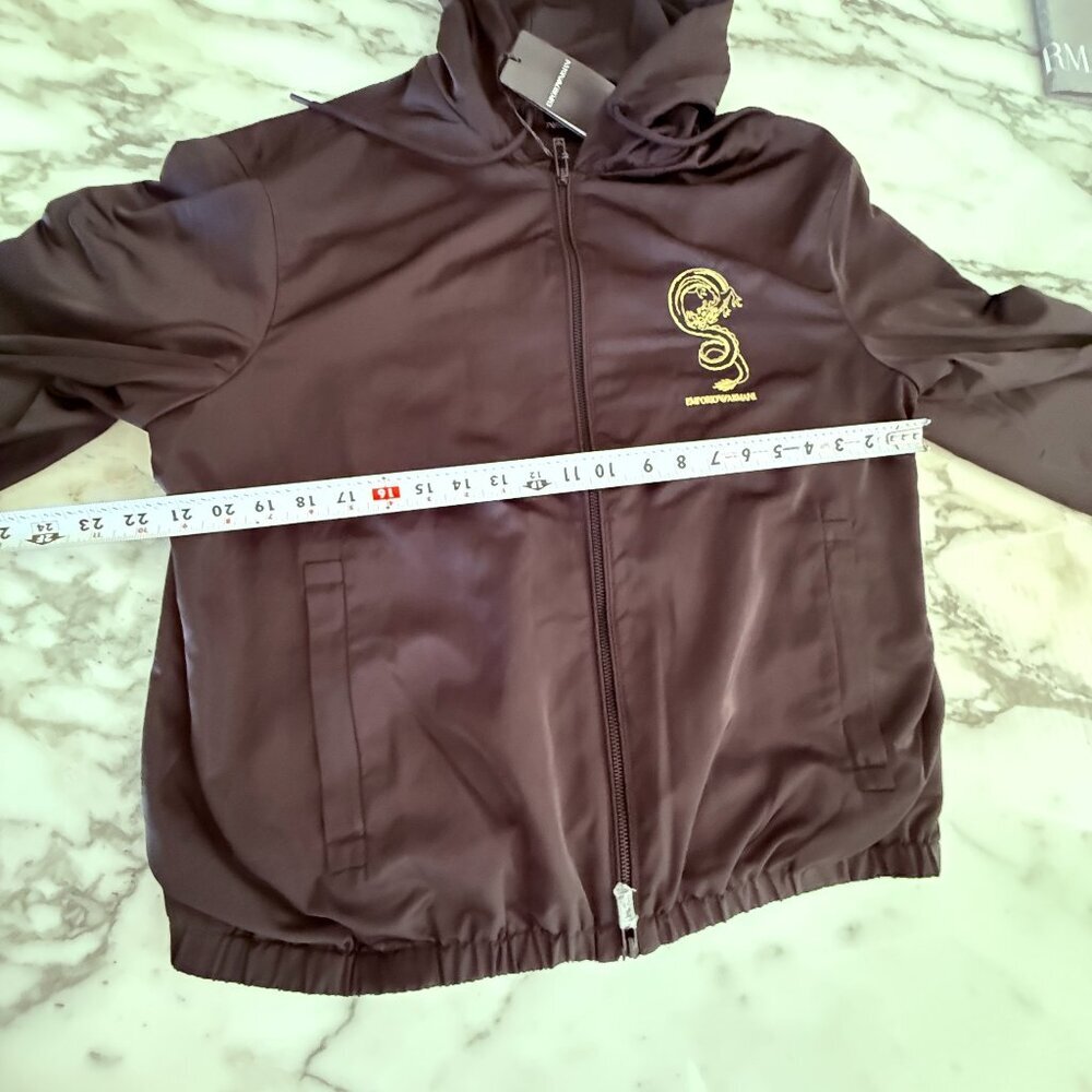 EMPORIO ARMANI Mens Jet Black Ltd. Ed. Hooded Lunar New Year Dragon Jacket, 52 - Picture 8 of 14